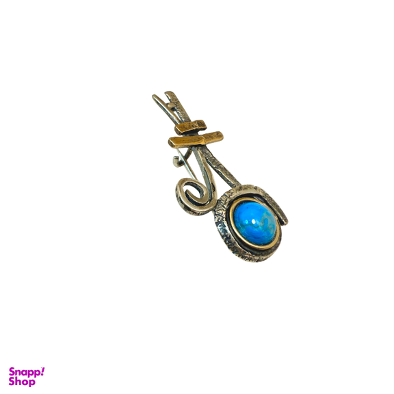 گل سینه نقره 925 عیار زنانه طرح دایره آبی کد 45014 GLSN
