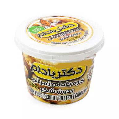 کره بادام زمینی بدون شکر کرانچی دکتر بادام وزن 220 گرم