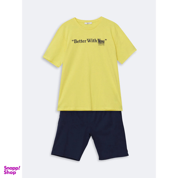 ست تیشرت آستین کوتاه و شلوارک راحتی مردانه ال سی وایکیکی مدل Fresh-Pamuk