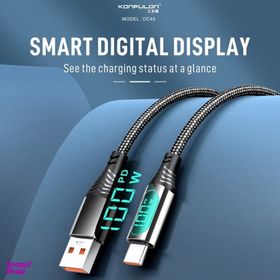 کابل فست شارژر USB به Type-C کانفلون به مدل DC45 100W طول 1 متر