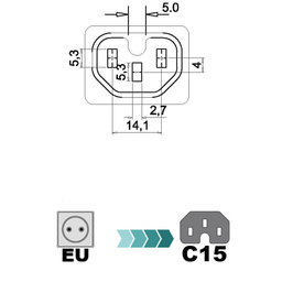 کابل برق سه پین منبع تغذیه کامپیوتر ونتولینک کد EU-C15 طول 3 متر