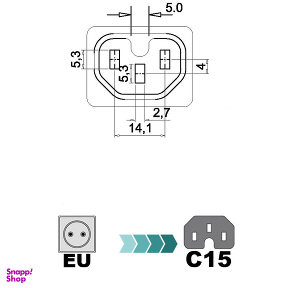 کابل برق سه پین منبع تغذیه کامپیوتر ونتولینک کد EU-C15 طول 3 متر