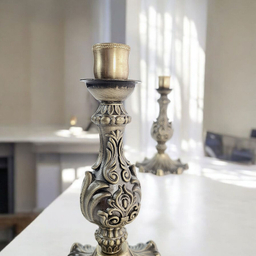 جاشمعی برنجی طرح آنتیک مجموعه 2 عددی