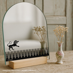 آینه رومیزی سایان هوم طرح چوقا و شیر سنگی