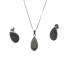 نیم ست نقره زنانه طرح اشک کد 4010