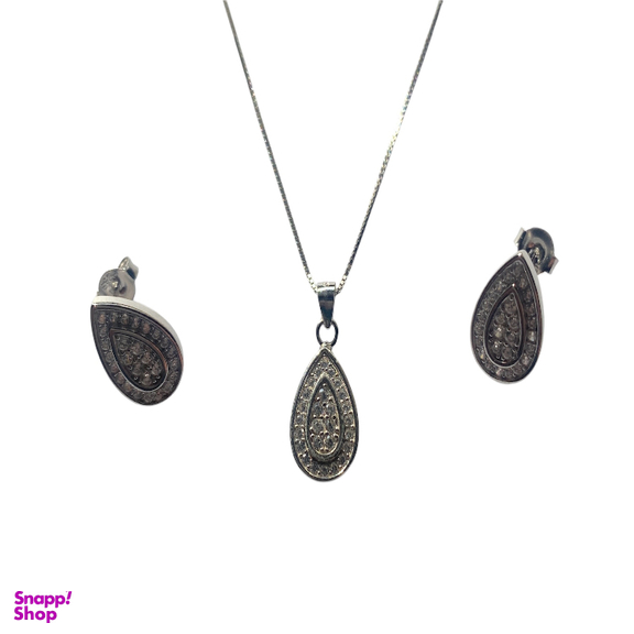 نیم ست نقره زنانه طرح اشک کد 4010