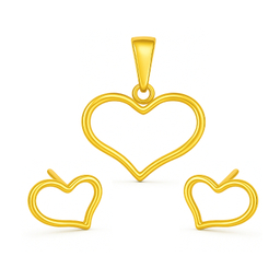 نیم ست طلا 18 عیار زنانه الوند گلد طرح قلب کد 1454