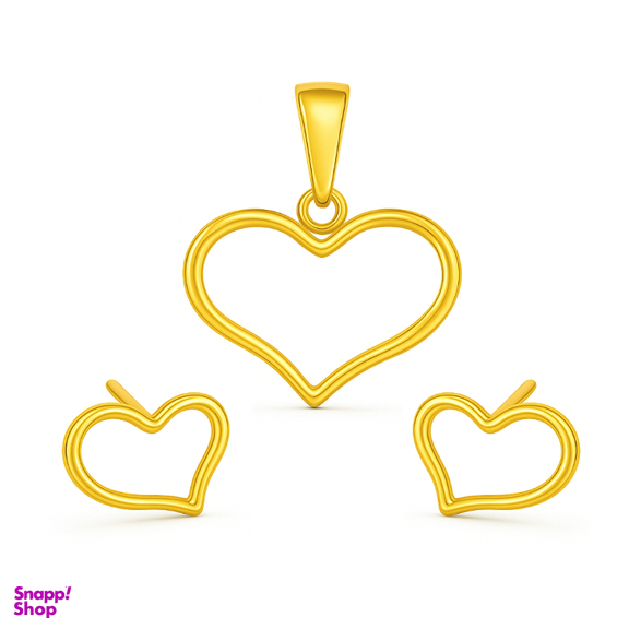 نیم ست طلا 18 عیار زنانه الوند گلد طرح قلب کد 1454