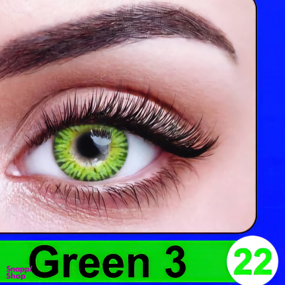 لنز چشم پرو نیو ویژن رنگ سبز دور مشکی وسط عسلی شماره 22 به همراه جالنزی