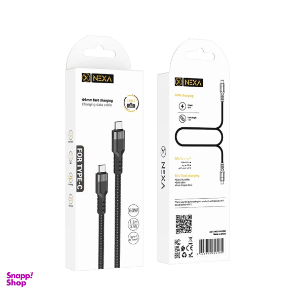 کابل شارژ 60 وات Type-C نکسا مدل L50 طول 1.2 متر