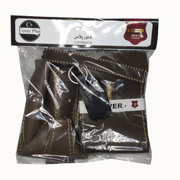 روکش فرمان کاورپلاس مدل مات به همراه سردنده و گردگیر و روکش ترمز دستی و کاور سوئیچ مناسب برای سمند سورن