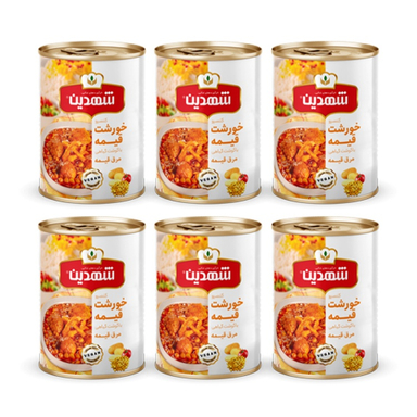 کنسرو خورشت قیمه با گوشت گیاهی شهدین وزن 370 گرم بسته 6 عددی