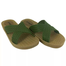 دمپایی روفرشی زنانه پاپا مدل حصیری کد M64 رنگ سبز