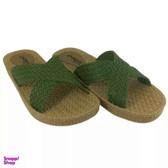 دمپایی روفرشی زنانه پاپا مدل حصیری کد M64 رنگ سبز