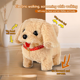 عروسک ناب سل مدل سگ پولیشی قلاده دار موزیکال سایز 15 سانتی متر