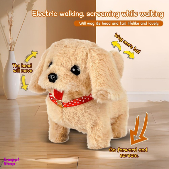 عروسک ناب سل مدل سگ پولیشی قلاده دار موزیکال سایز 15 سانتی متر