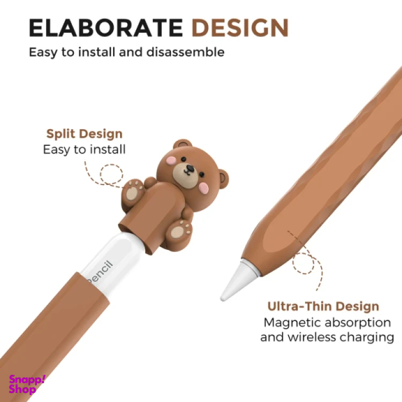 کاور قلم لمسی آهااستایل مدل PT129-2 طرح خرس مناسب اپل سری 2