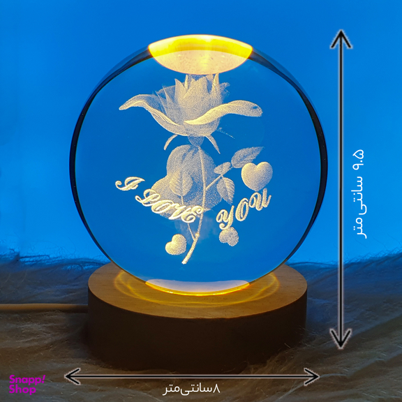 چراغ خواب طرح گوی 3D مدل گل رز