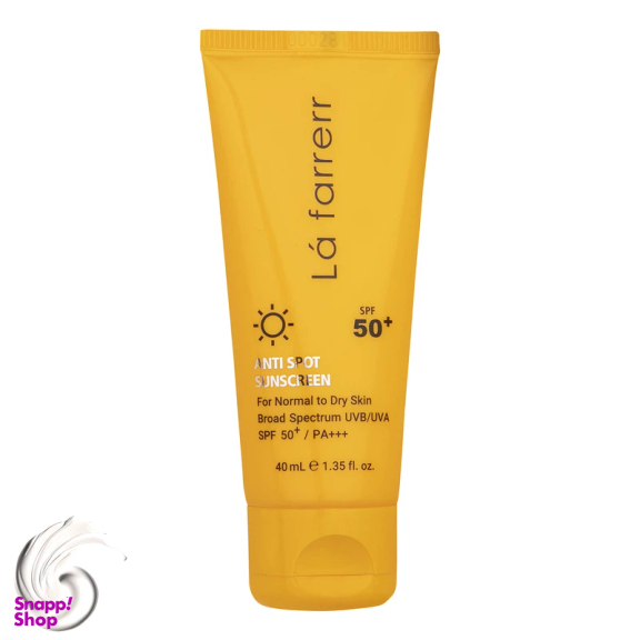کرم ضدآفتاب و ضد لک بی رنگ لافارر مدل SPF 50 مناسب پوست های معمولی تا خشک حجم 40 میلی لیتر