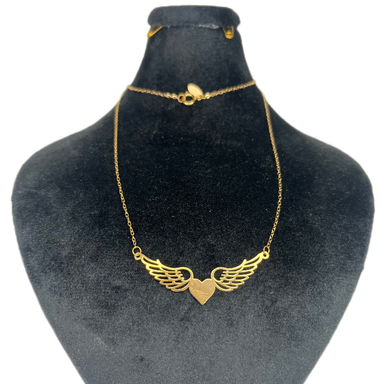 گردنبند طلا 18 عیار زنانه آوا مدل بال فرشته و قلب کد 81