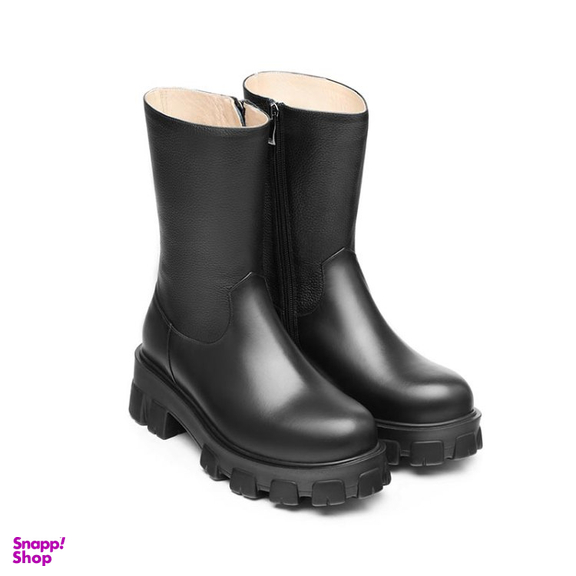 نیم بوت زنانه نوین چرم مدل 6931 WS3654 رنگ مشکی