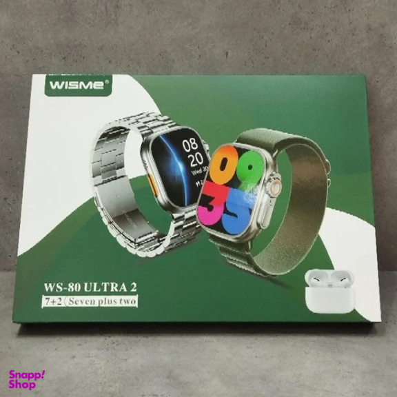ست ساعت هوشمند و ایرفون بلوتوثی ویزمی مدل WS-80 Ultra2 مجموعه 10 عددی