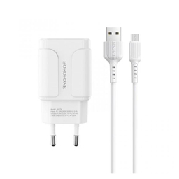 شارژر دیواری بروفون مدل BA37A به همراه کابل تبدیل MicroUSB