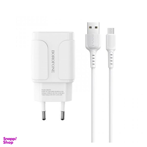 شارژر دیواری بروفون مدل BA37A به همراه کابل تبدیل MicroUSB