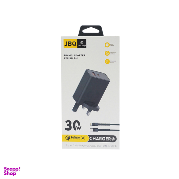شارژر دیواری 30 وات جی بی کیو مدل HC-30W C TO L به همراه کابل Lightning به Type-C