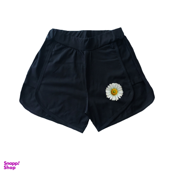 ست نیم تنه و شورتک زنانه طرح بابونه کد 1KS رنگ مشکی