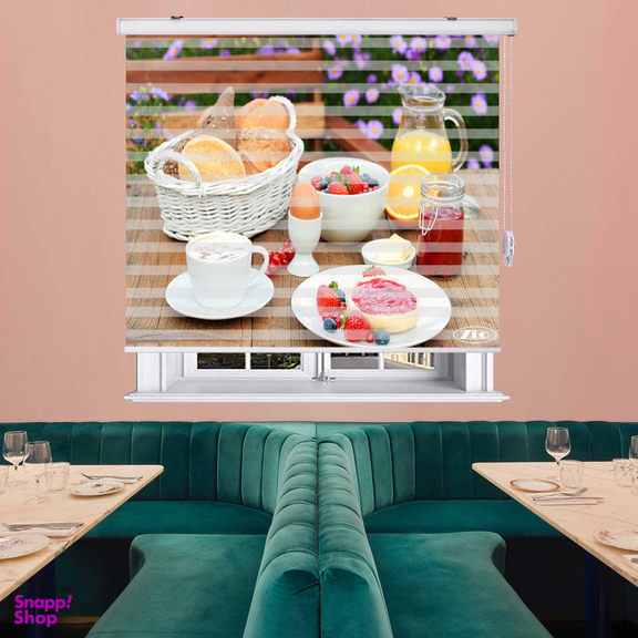 پرده زبرا زیو طرح صبحانه کد B5 سایز 200x150 سانتی متر