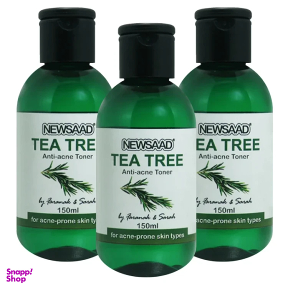 تونر پاک کننده صورت نیوساد مدل Tee Tree مناسب پوست آکنه ای حجم 150 میلی لیتر بسته 3 عددی