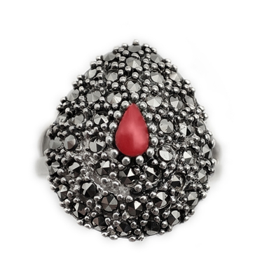 انگشتر نقره زنانه مدل اشک کد 12372