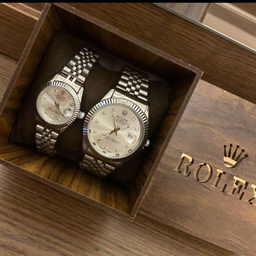 ست ساعت مچی عقربه ای زنانه و مردانه طرح رولکس مدل Date Just کد SW
