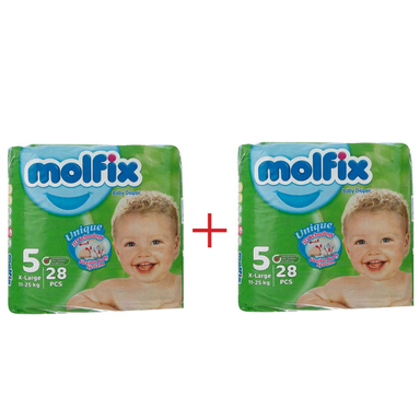 پوشک مولفیکس سایز 5 بسته 28 عددی مجموعه 2 عددی