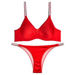 ست شورت و سوتین زنانه نوشه پوش مدل فنردار توری کد 90106 رنگ قرمز