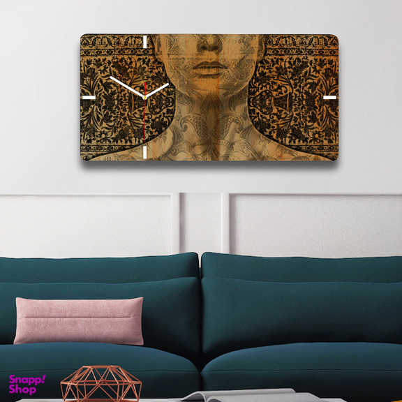 ساعت دیواری چوبی چارگوش مدل RC03 طرح مستطیل