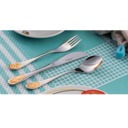 سرویس قاشق و چنگال 4 پارچه ناب استیل مدل کودک طلایی