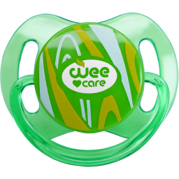 پستانک ارتودنسی وی کر مدل بادامی شفاف دسته دار Comfort کد P144 سایز 0 تا 3 ماه