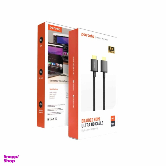 کابل HDMI پرودو مدل Black PD-8KHDM2-BK طول 1.8 متر