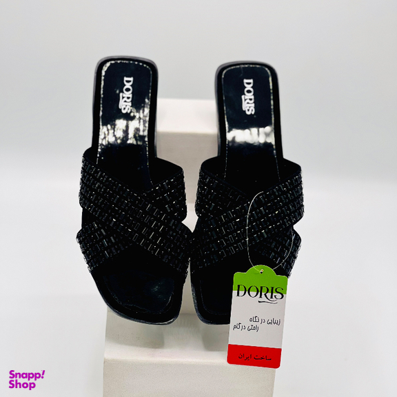 صندل زنانه دوریس مدل آسمان ضربدری رنگ مشکی