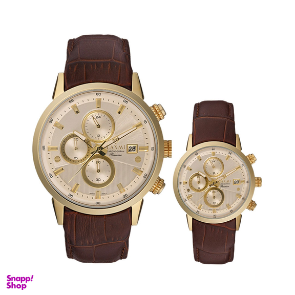 ست ساعت مچی عقربه ای زنانه و مردانه لاکسمی (Laxmi) مدل 8504G-8504L-10
