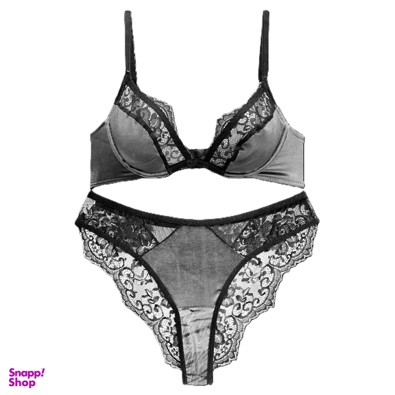 ست سوتین و شورت زنانه نوشه پوش مدل پلانچ کد 85001 رنگ طوسی