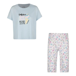 ست تیشرت و شلوارک زنانه رنگ آبی روشن مدل GD-17360256