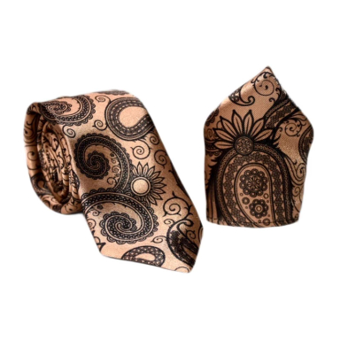 ست کراوات و دستمال جیب مردانه آیکت مدل بته جقه محو