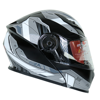 کلاه کاسکت بلوتوثی ردلاین مدل +939 Black Grey Shine به همراه کاور