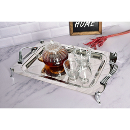 سینی بزرگ استیل پایه دار براق کد 4040