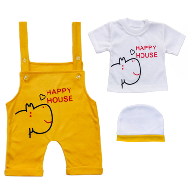 ست 3 تکه لباس نوزادی مدل Happy کد M02