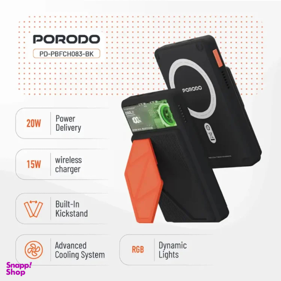 پاوربانک مگسیف پرودو مدل PD-PBFCH083 ظرفیت 10000 میلی‌ آمپر ساعت