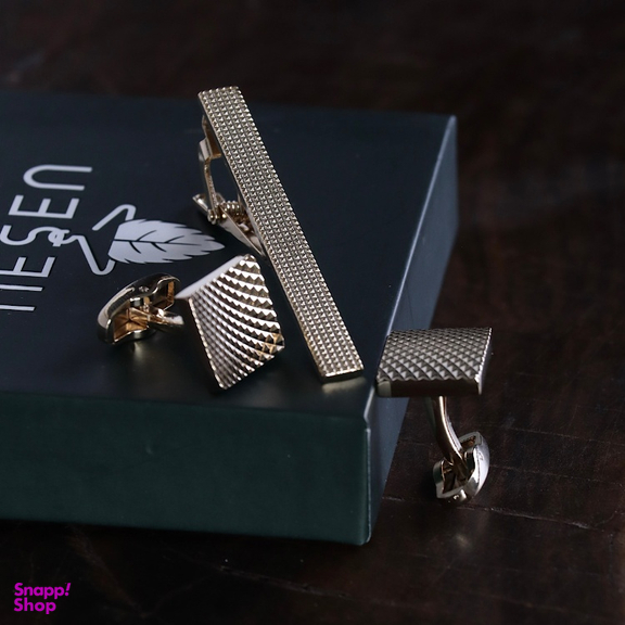 ست دکمه سردست و گیره کراوات مردانه نسن مدل NT4